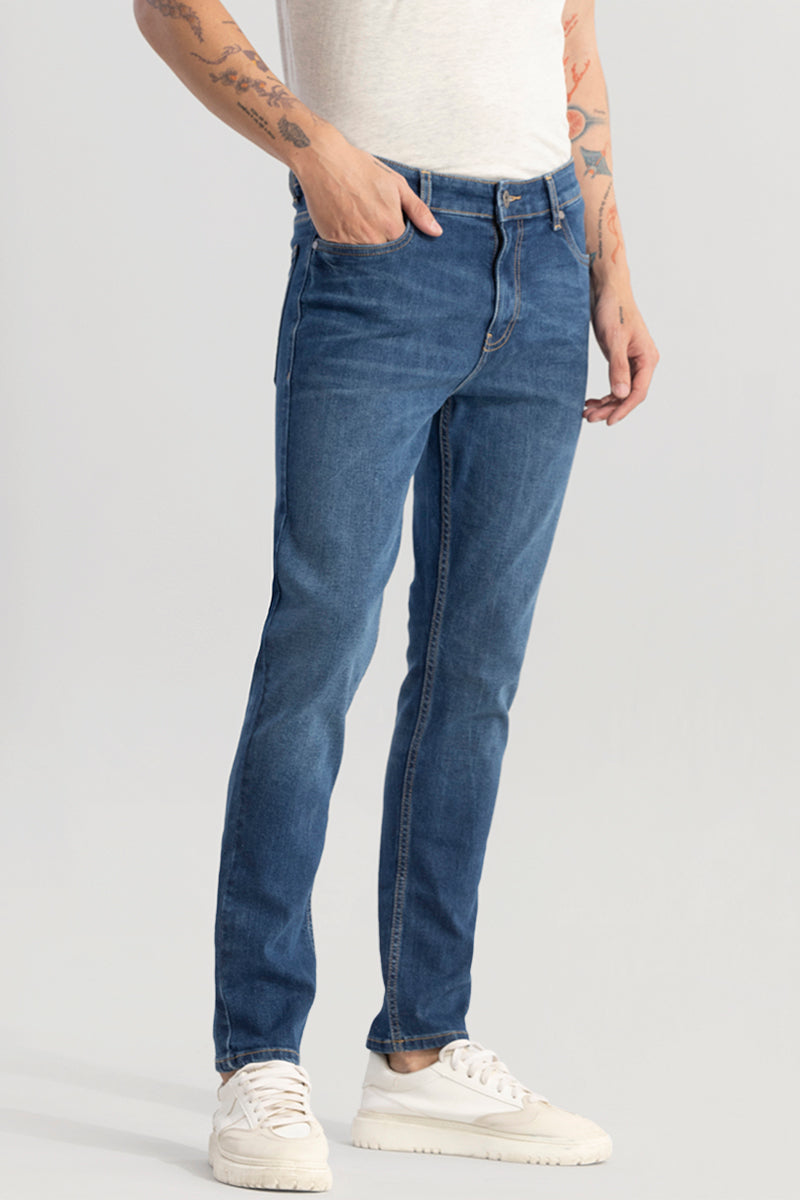 Buy Men's Trex Aegean Blue Slim Fit Jeans Online | SNITCH