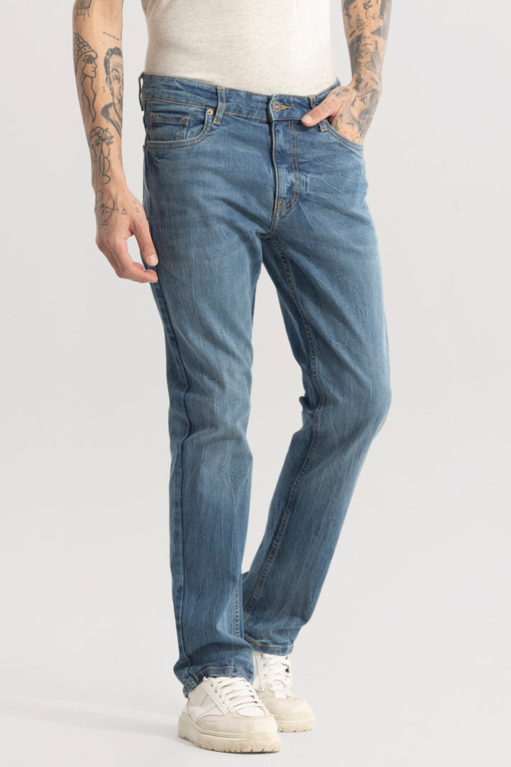 Ravish Steel Blue Straight Fit Jeans