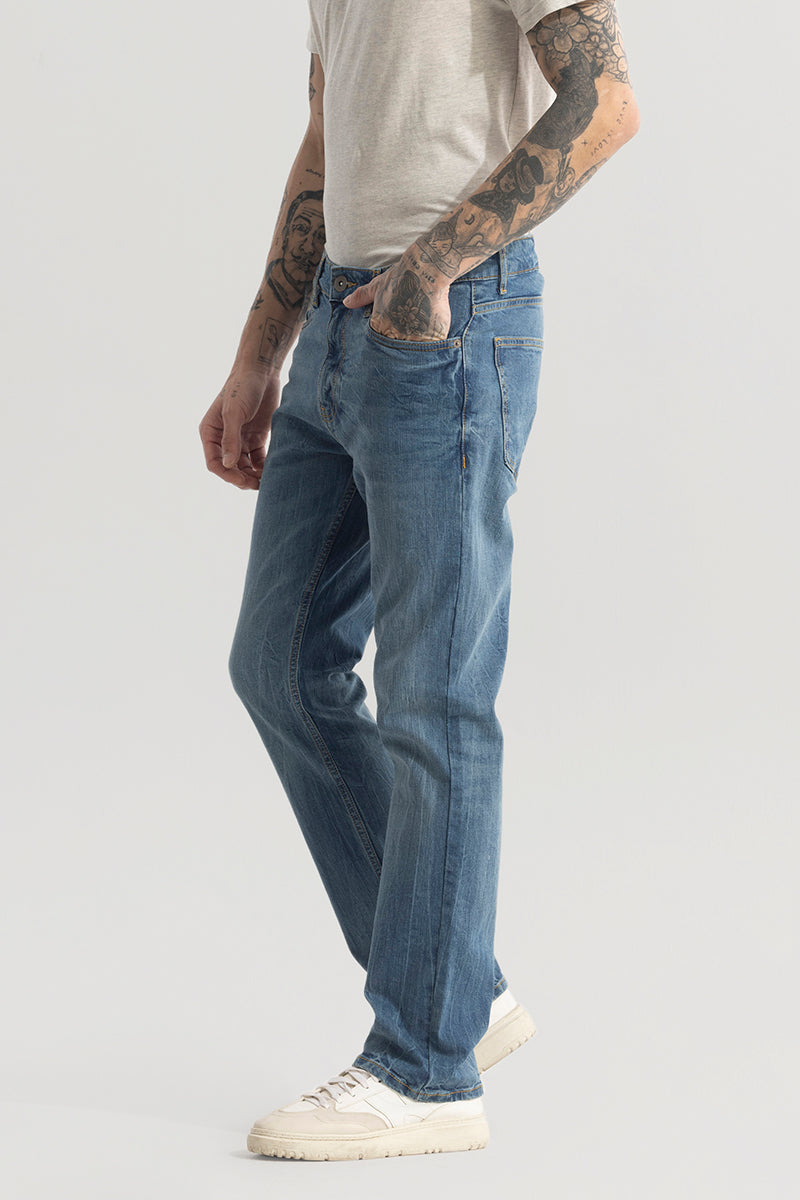 Ravish Steel Blue Straight Fit Jeans