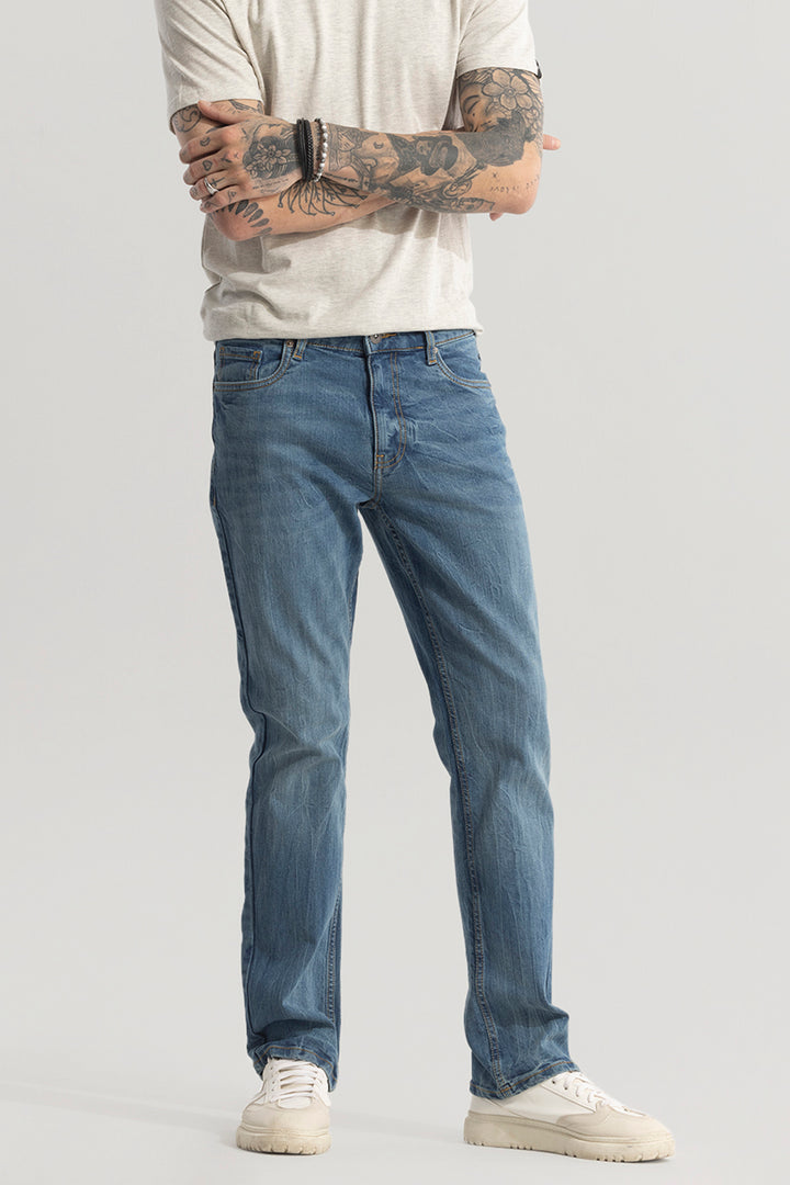 Ravish Steel Blue Straight Fit Jeans