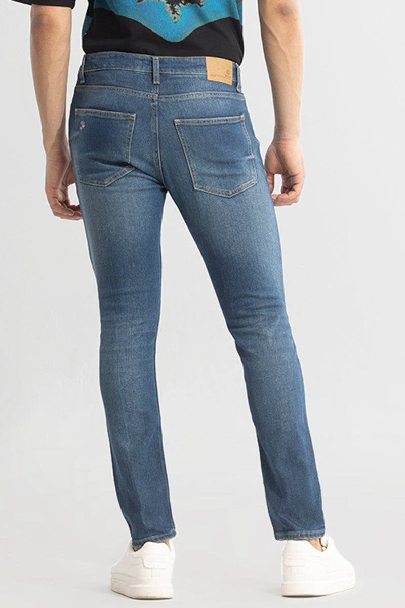 Euphoria Denim Blue Distressed Skinny Fit Jeans