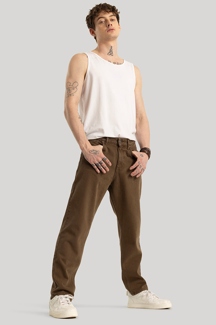 Loose Leisure Brown Baggy Fit Jeans