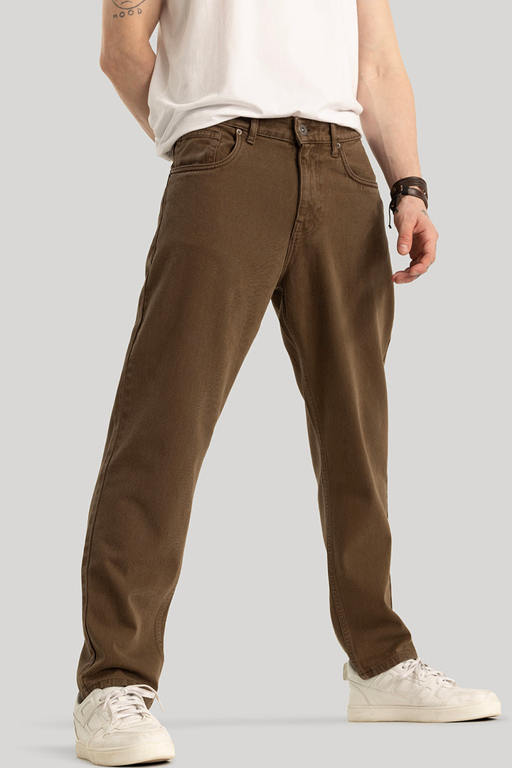 Loose Leisure Brown Baggy Fit Jeans