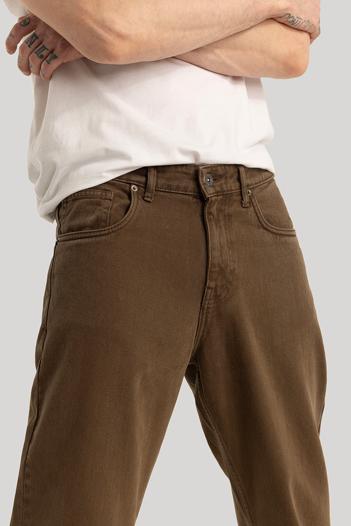 Loose Leisure Brown Baggy Fit Jeans