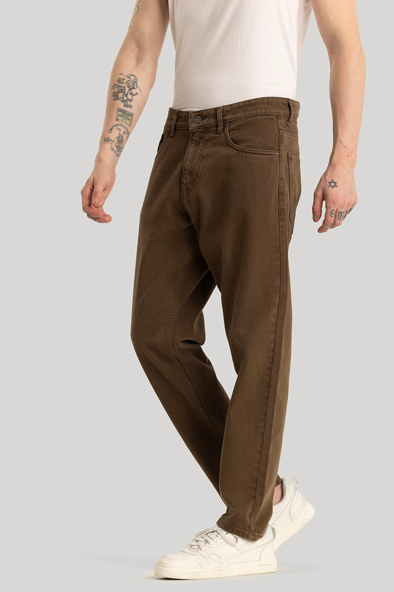 Loose Leisure Brown Baggy Fit Jeans