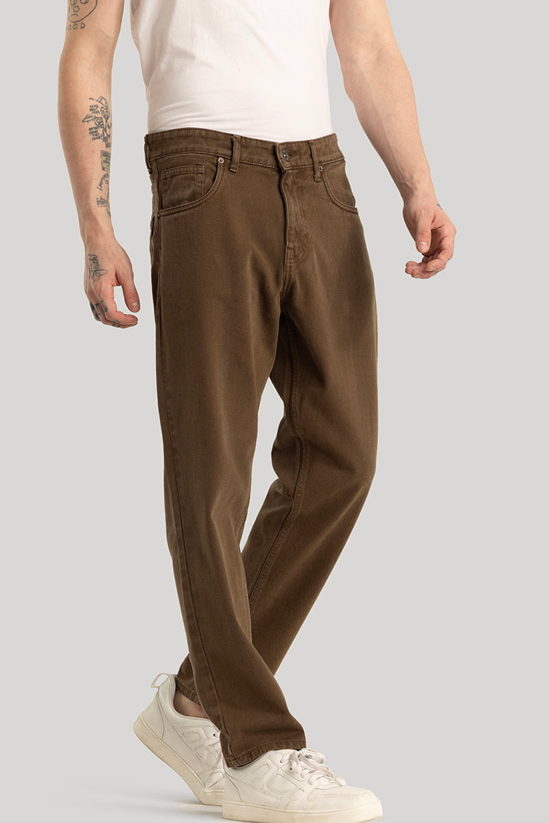 Loose Leisure Brown Baggy Fit Jeans