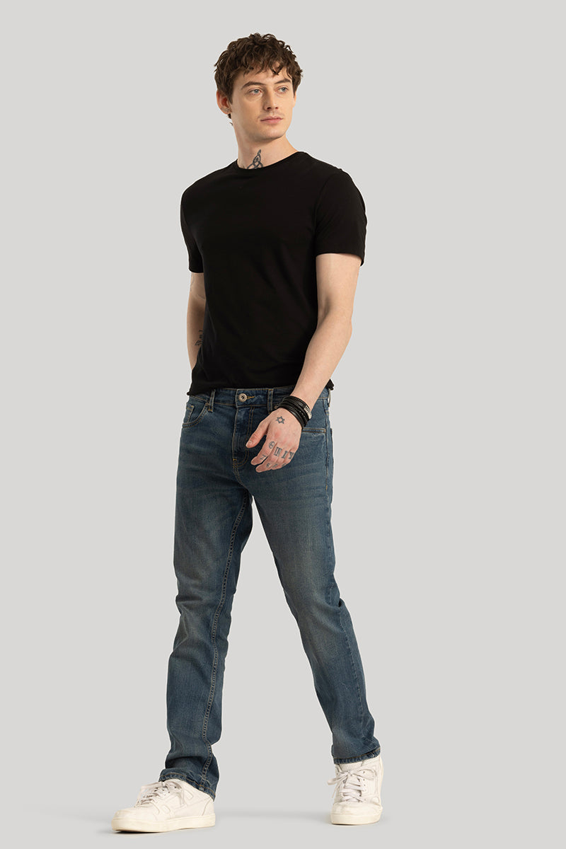 Brigitte Plain Dark Blue Straight Fit Jeans