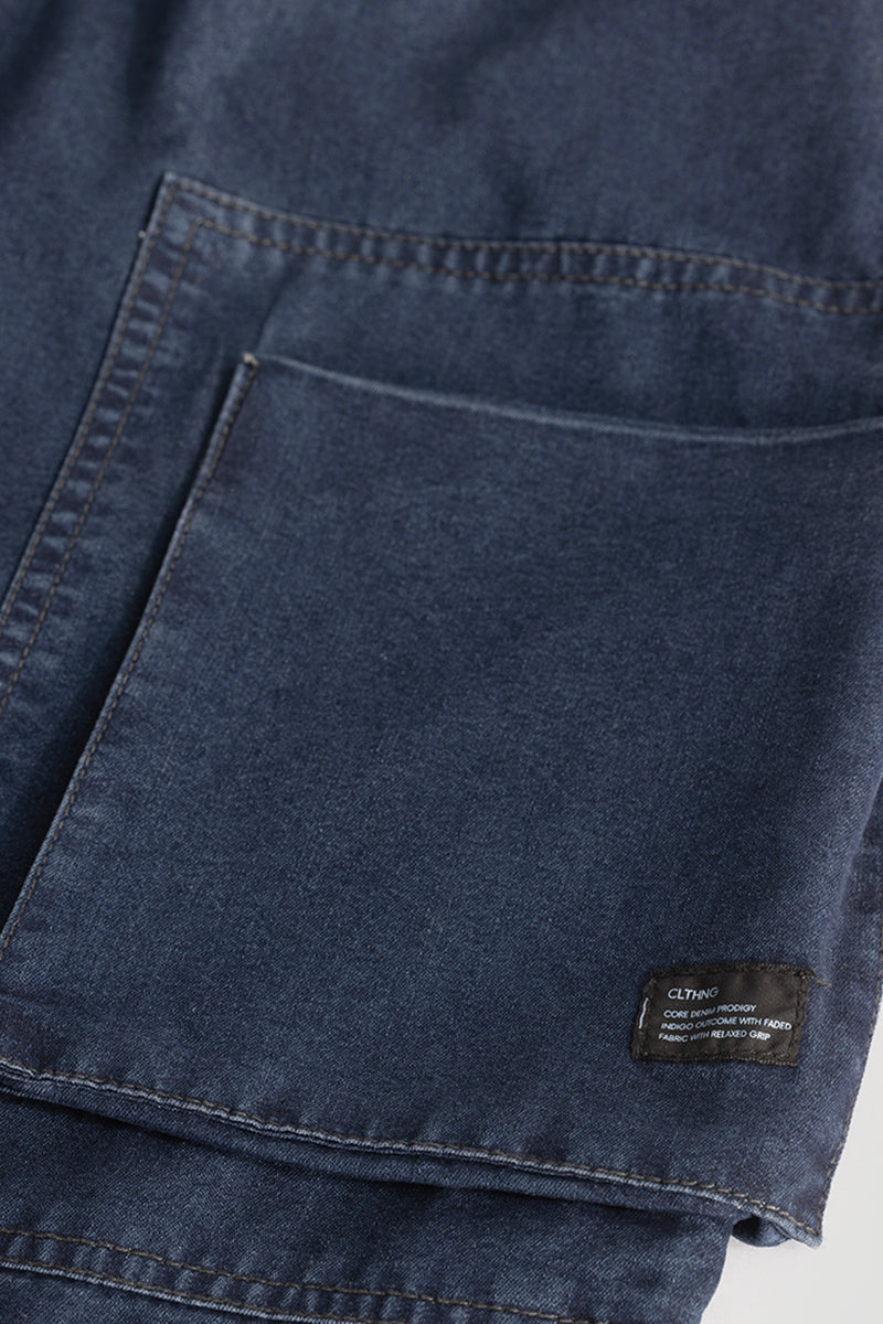 Dark Blue Plain Baggy Fit Jeans