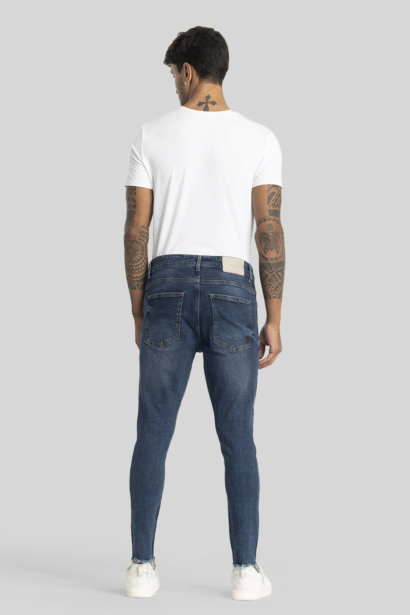 Electric Blue Distressed Skinny Fit Jeans