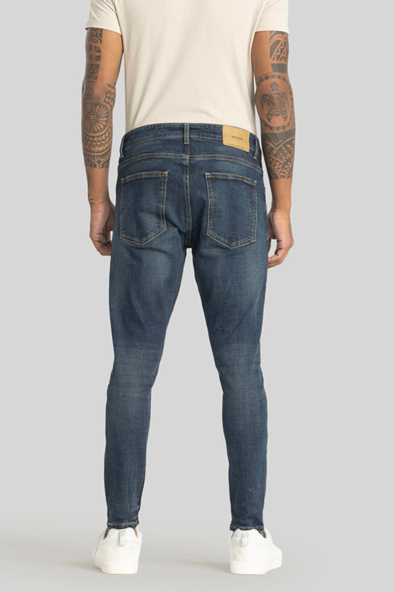 Electric Dark Blue Plain Skinny Fit Jeans