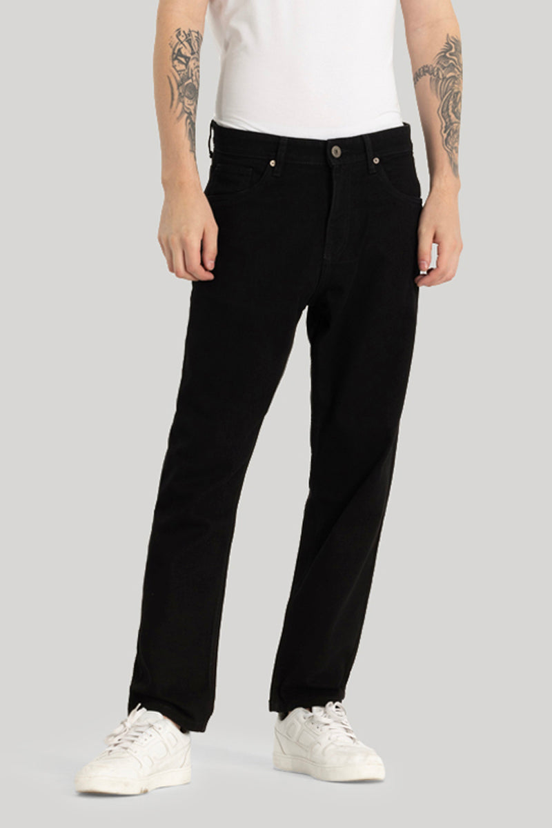 Black Plain Baggy Fit Jeans