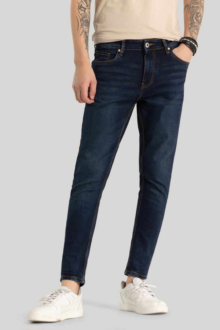 Navy Plain Skinny Fit Jeans