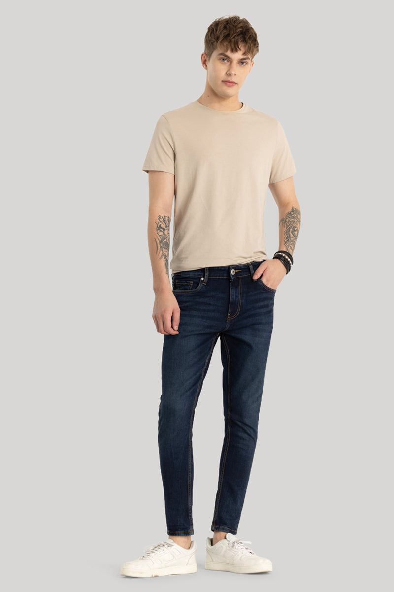 Navy Plain Skinny Fit Jeans