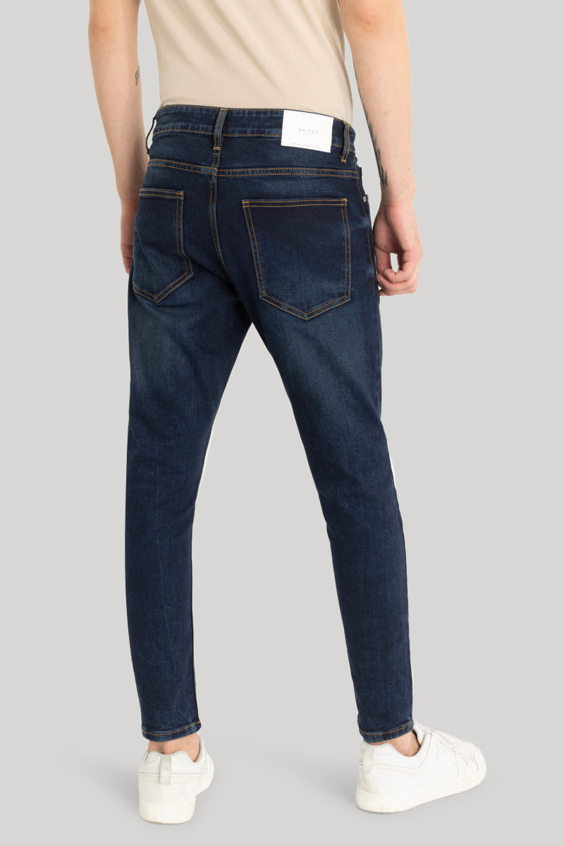 Navy Plain Skinny Fit Jeans