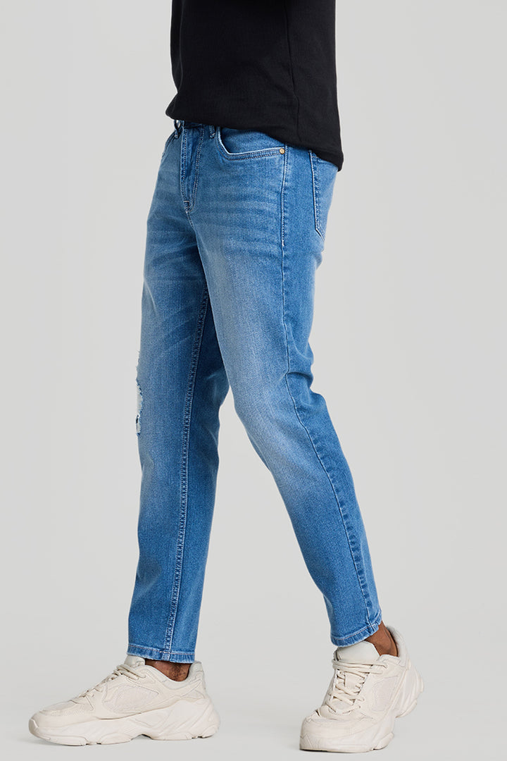 Blue Distressed Slim Fit Jeans