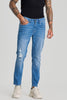 Blue Distressed Slim Fit Jeans