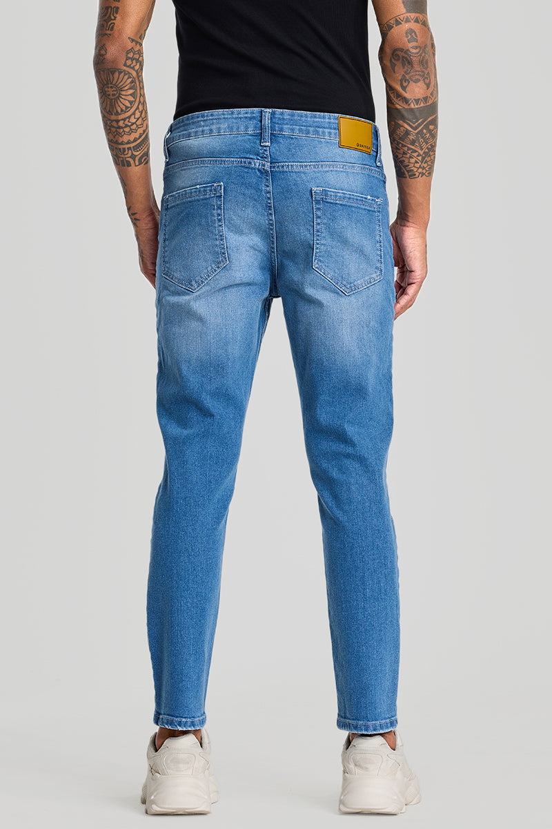 Blue Distressed Slim Fit Jeans