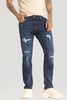 Navy Distressed Comfort Fit Jeans