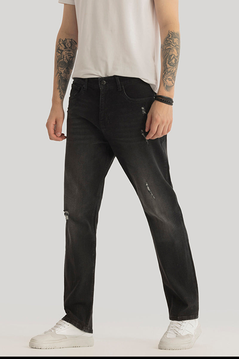 Ember Black Distressed Comfort Fit Jeans