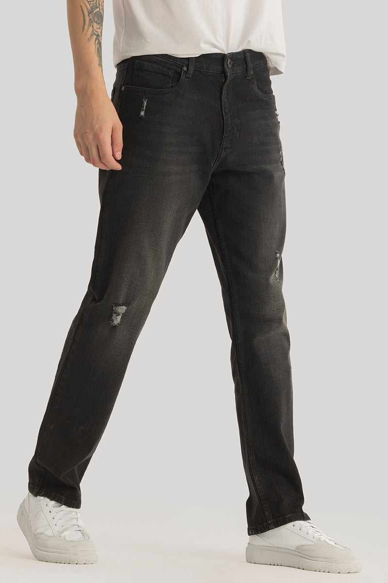 Ember Black Distressed Comfort Fit Jeans