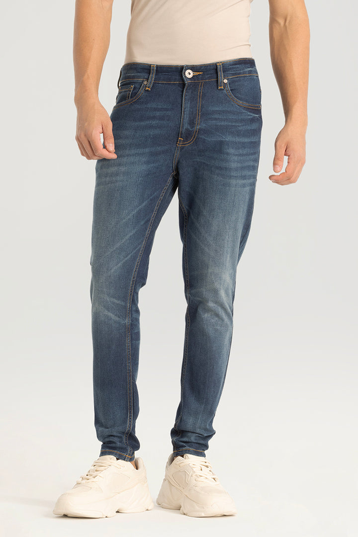 Washed Blue Plain Skinny Fit Jeans