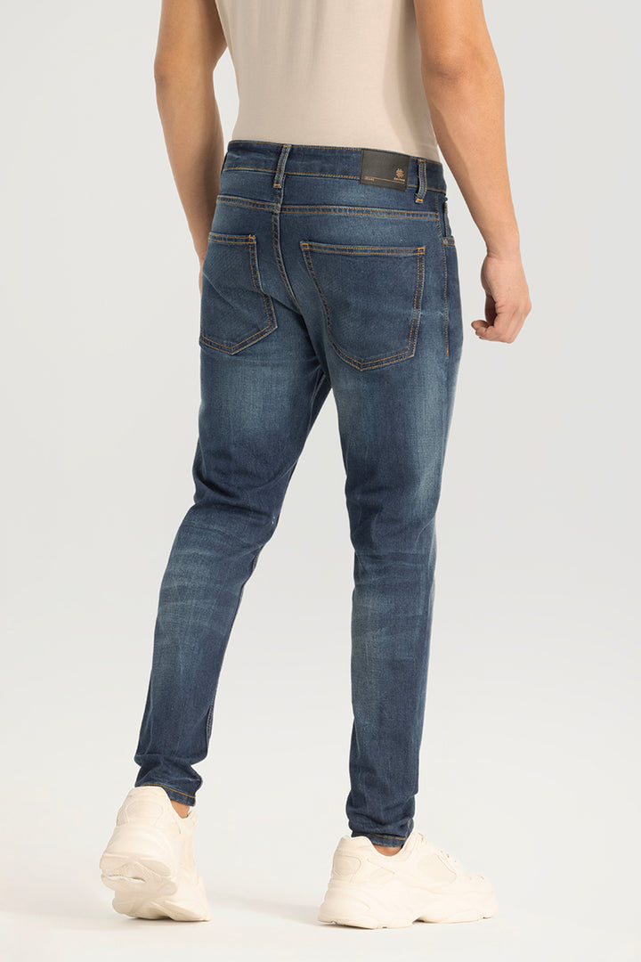 Washed Blue Plain Skinny Fit Jeans