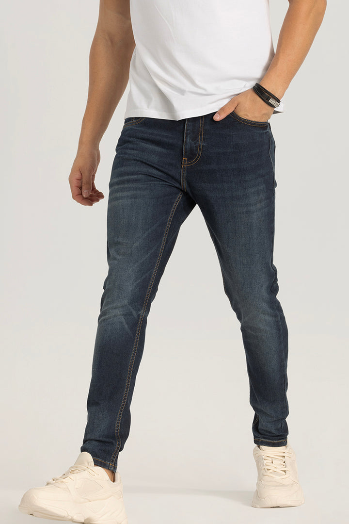 Navy Plain Skinny Fit Jeans