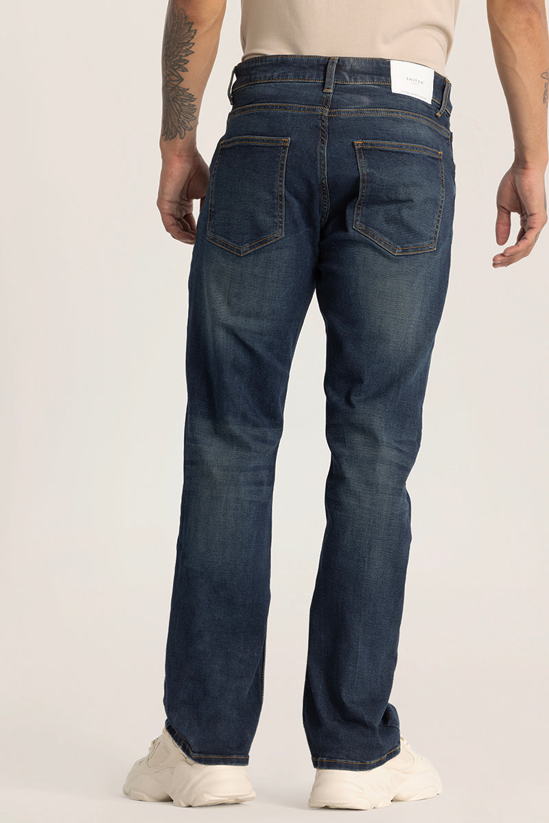 Blue Plain Bootcut Jeans