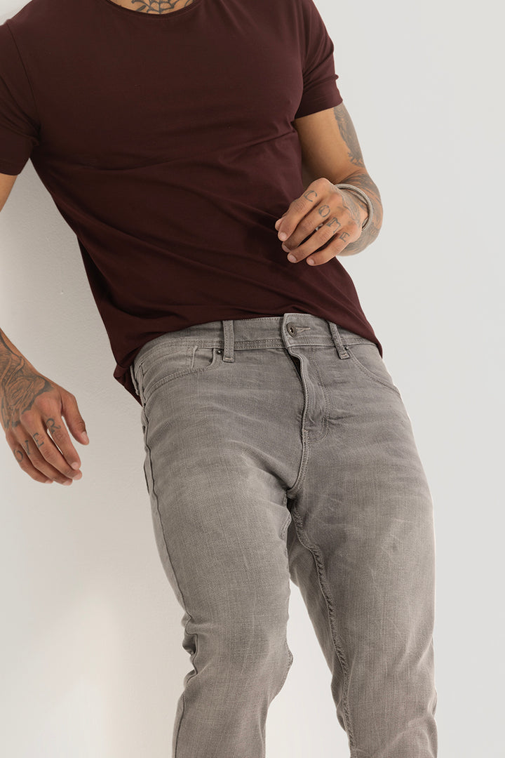 Light Grey Plain Skinny Fit Jeans