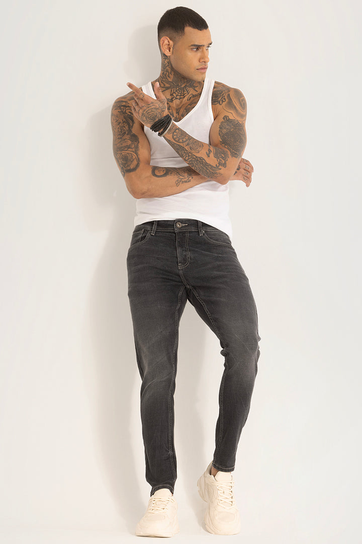 Charcoal Grey Plain Skinny Fit Jeans