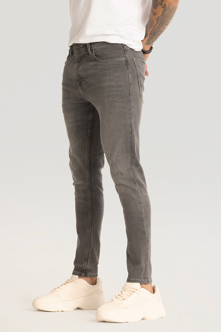 Grey Plain Skinny Fit Jeans