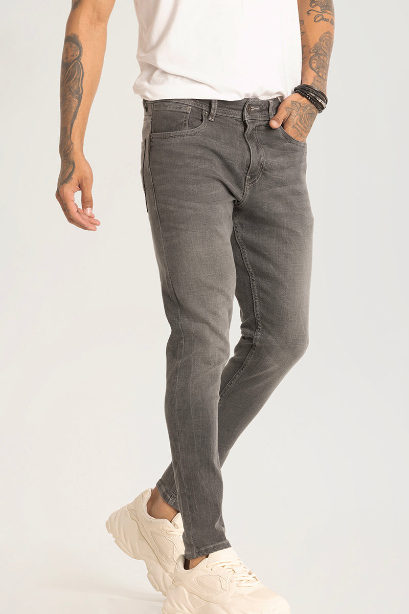 Grey Plain Skinny Fit Jeans