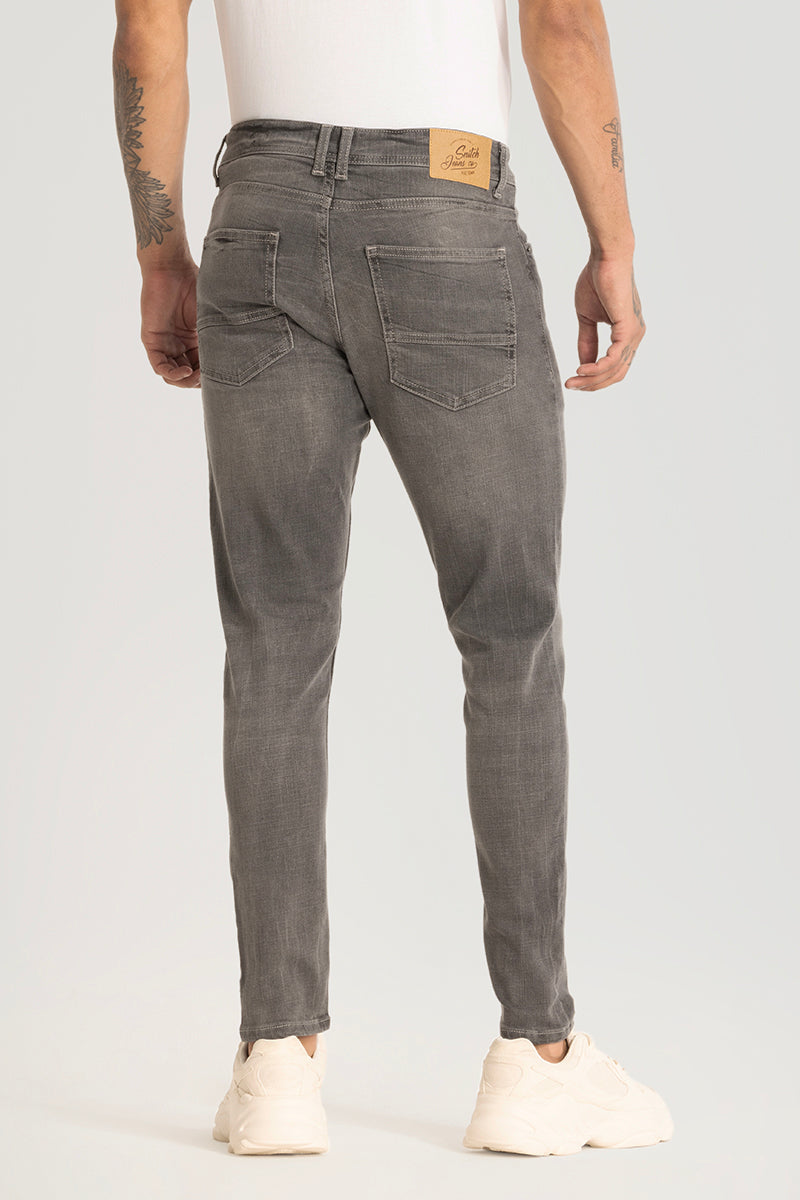 Grey Plain Skinny Fit Jeans