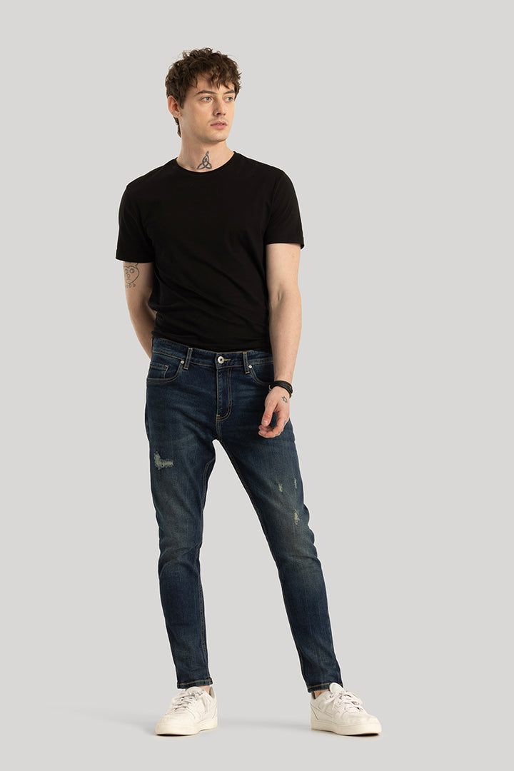 Emanuele Navy Distressed Skinny Fit Jeans