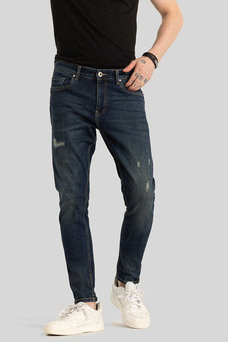 Emanuele Navy Distressed Skinny Fit Jeans