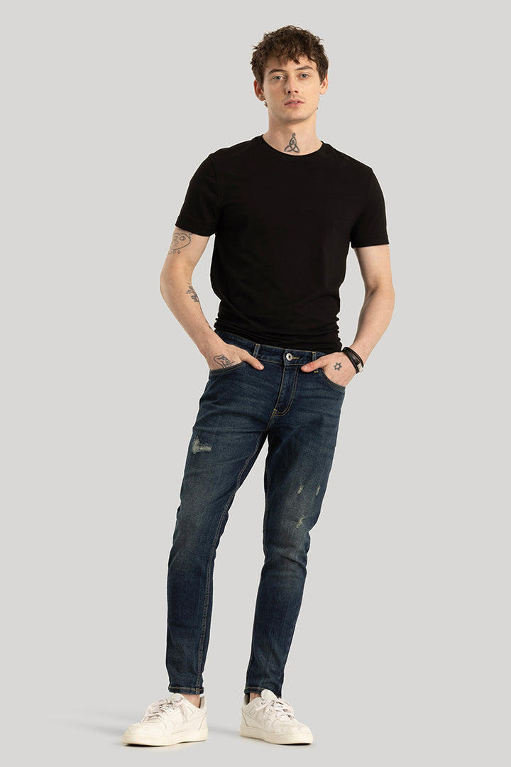 Emanuele Navy Distressed Skinny Fit Jeans