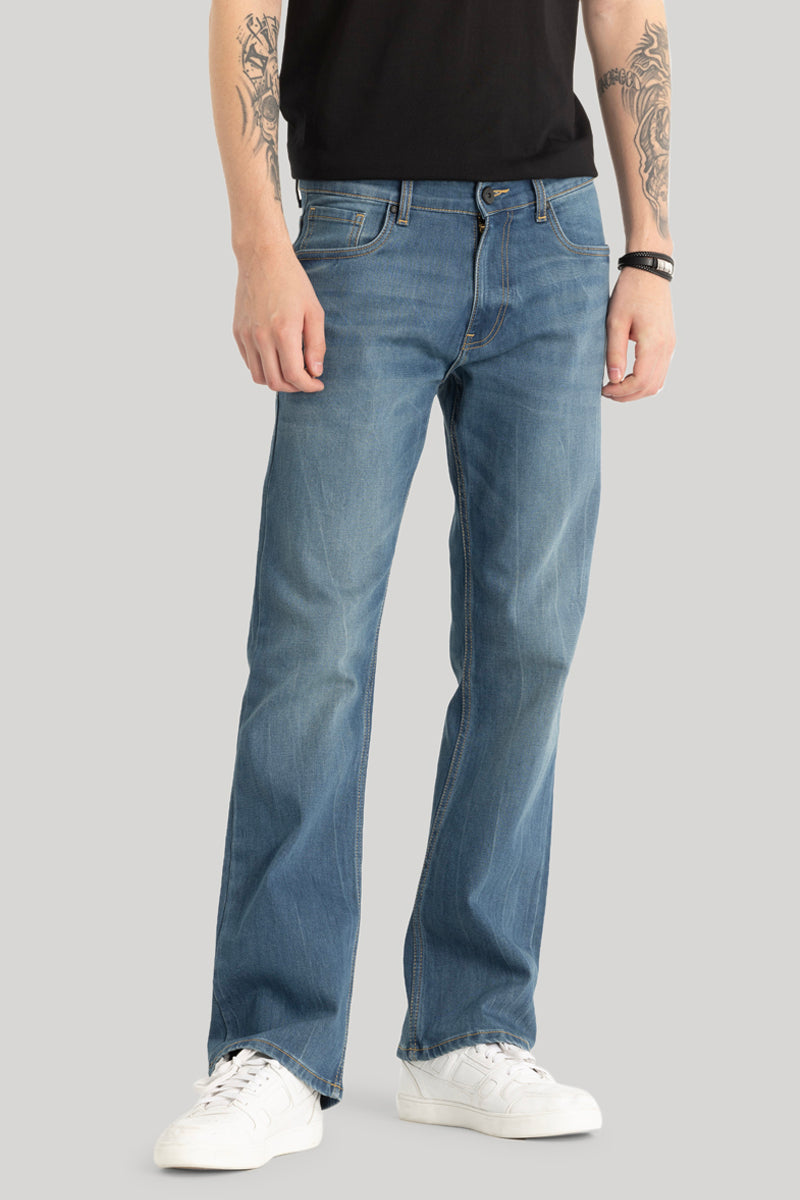 Steal Blue Plain Bootcut Jeans