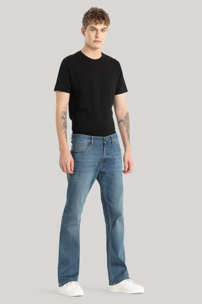 Steal Blue Plain Bootcut Jeans