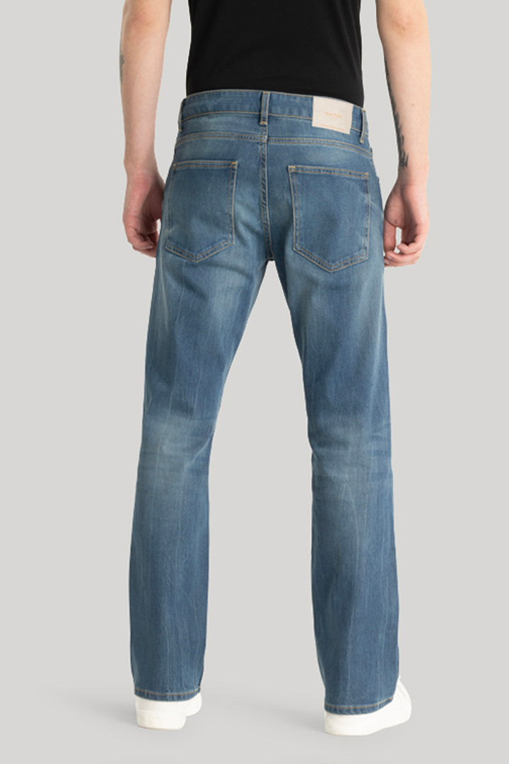 Steal Blue Plain Bootcut Jeans