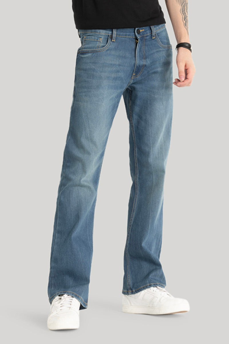 Steal Blue Plain Bootcut Jeans