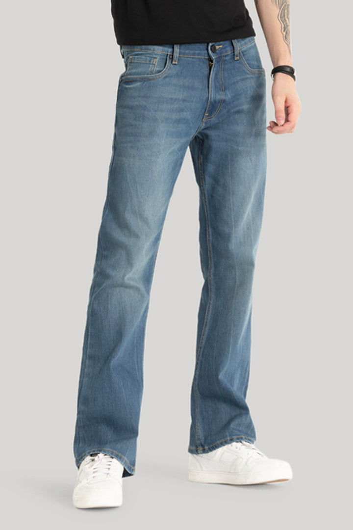 Steal Blue Plain Bootcut Jeans