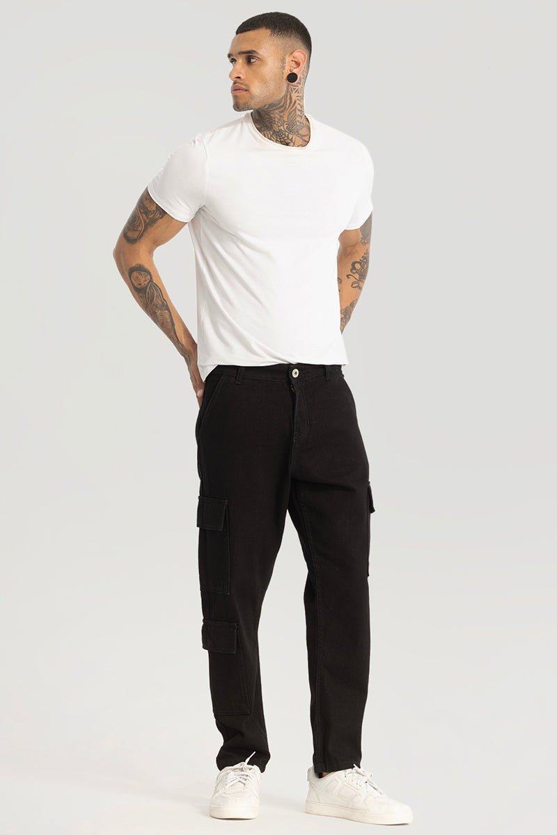 Black Plain Baggy Fit Jeans