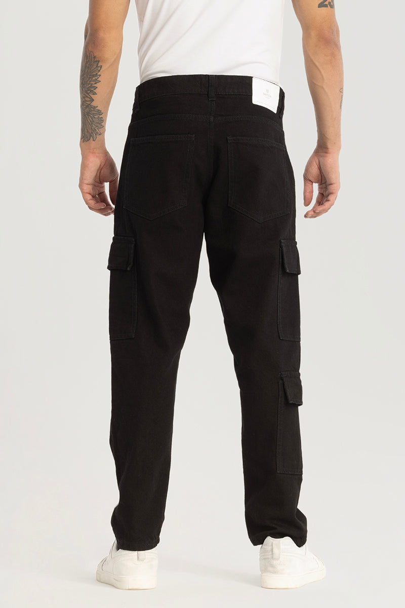 Black Plain Baggy Fit Jeans