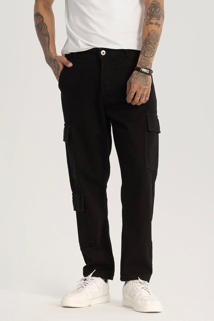 Black Plain Baggy Fit Jeans