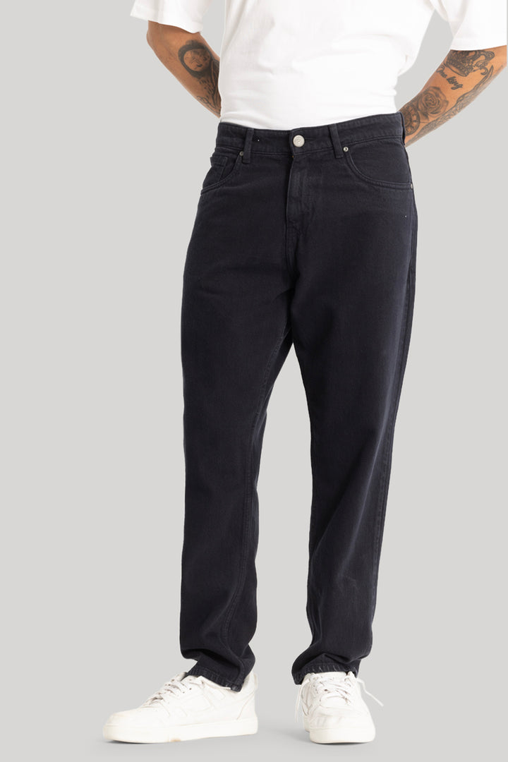 Charcoal Grey Plain Baggy Fit Jeans