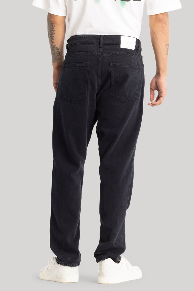 Charcoal Grey Plain Baggy Fit Jeans