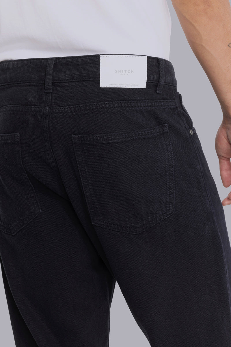 Charcoal Grey Plain Baggy Fit Jeans