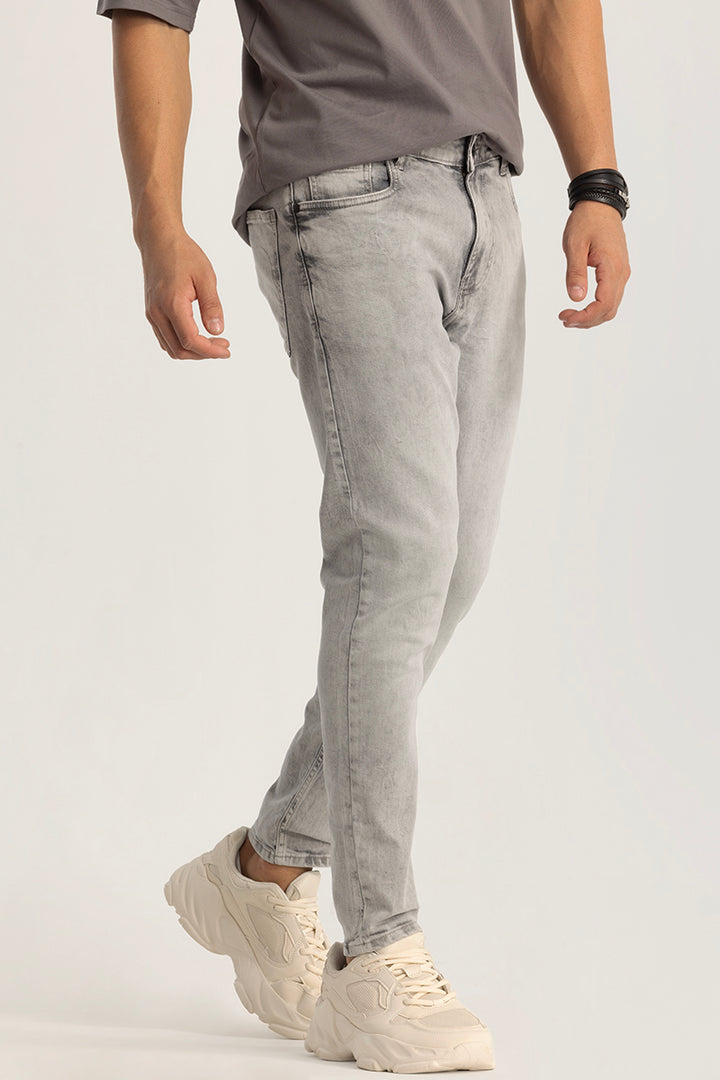 Washed Grey Plain Skinny Fit Jeans