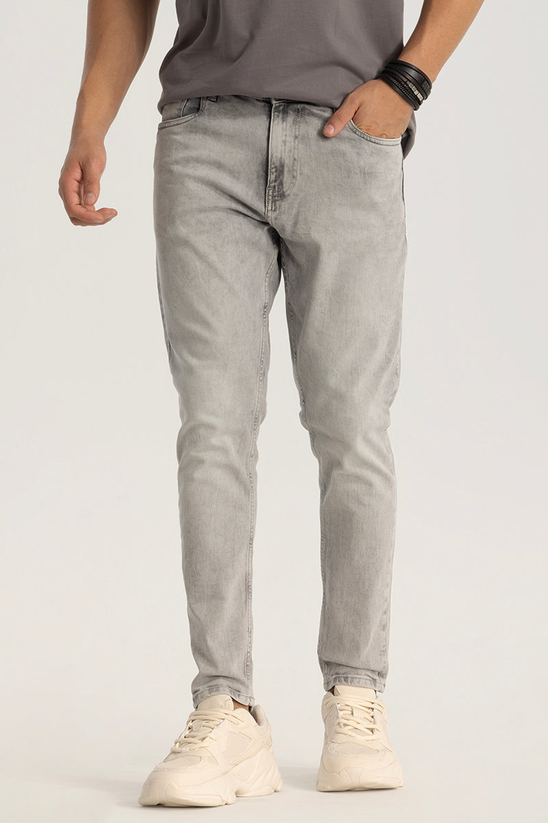 Washed Grey Plain Skinny Fit Jeans