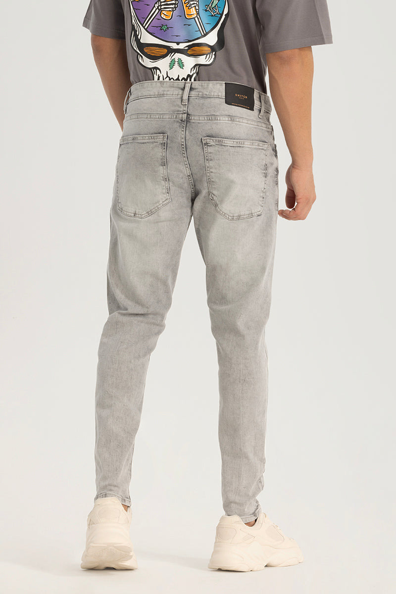 Washed Grey Plain Skinny Fit Jeans